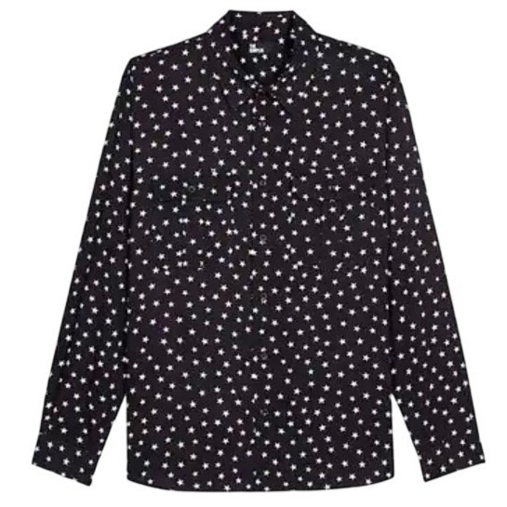 The Kooples Star Print Regular Fit‎ Long Sleeve Button Down Woven Shirt sz M NWT